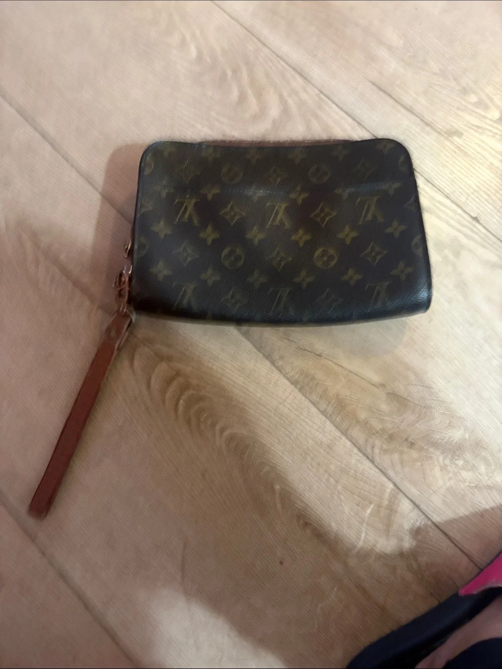 Louis Vuitton Vintage Monogram Canvas Wristlet Pouch with Leather Strap